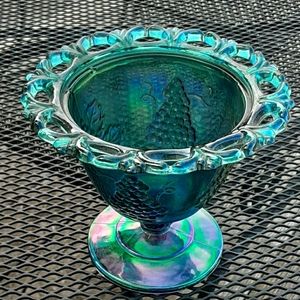 Beautiful antique indiana glass, blue tint carnival